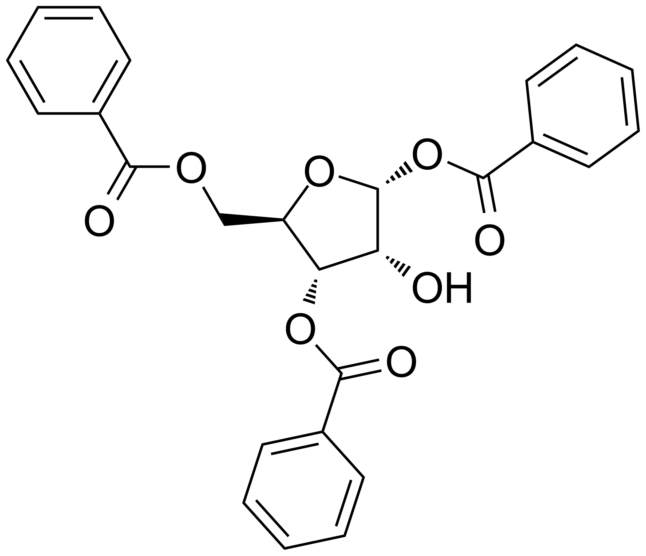 Structure of a-D-Ribofuranose 1,3,5-tribenzoate