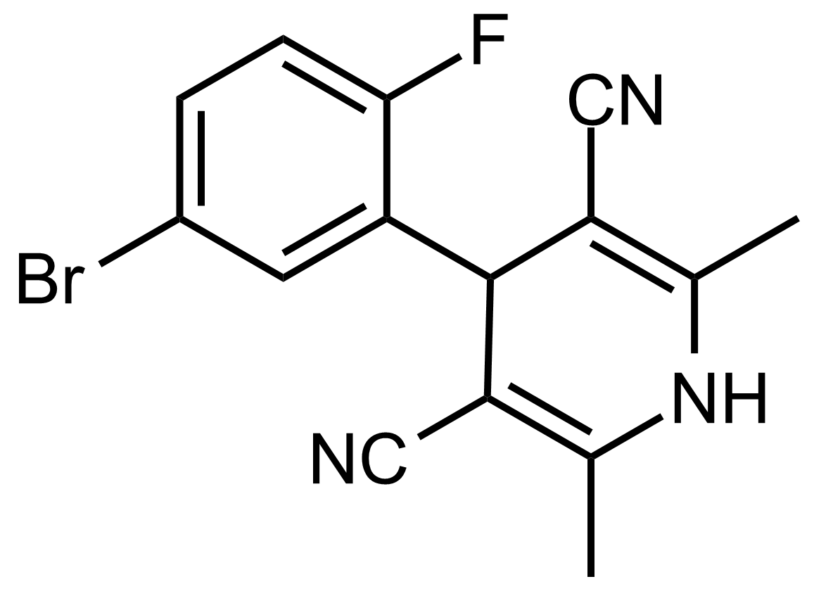 Structure of 4-(5-Bromo-2-fluorophenyl)-2,6-dimethyl-1,4-dihydropyridine-3,5-dicarbonitrile