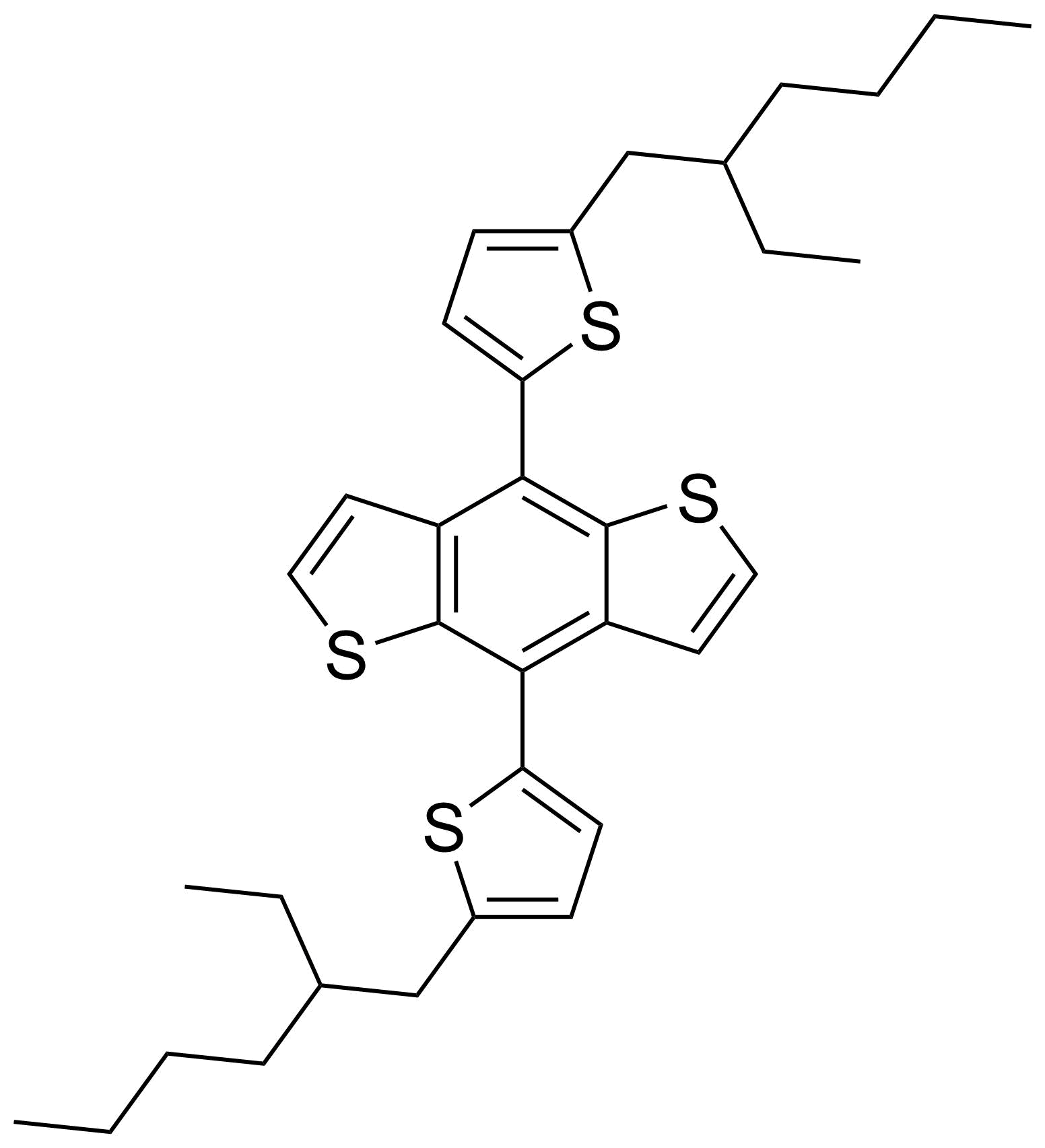 Structure of 4,8-Bis(5-(2-ethylhexyl)thiophen-2-yl)benzo[1,2-b-4,5-b']dithiophene