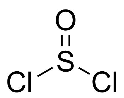 Structure of Thionyl chloride, 1M solution in dichloromethane