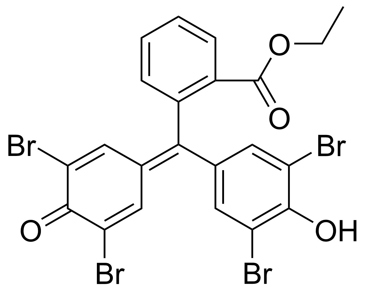Structure of 3',3'',5',5''-Tetrabromophenolphthalein ethyl ester